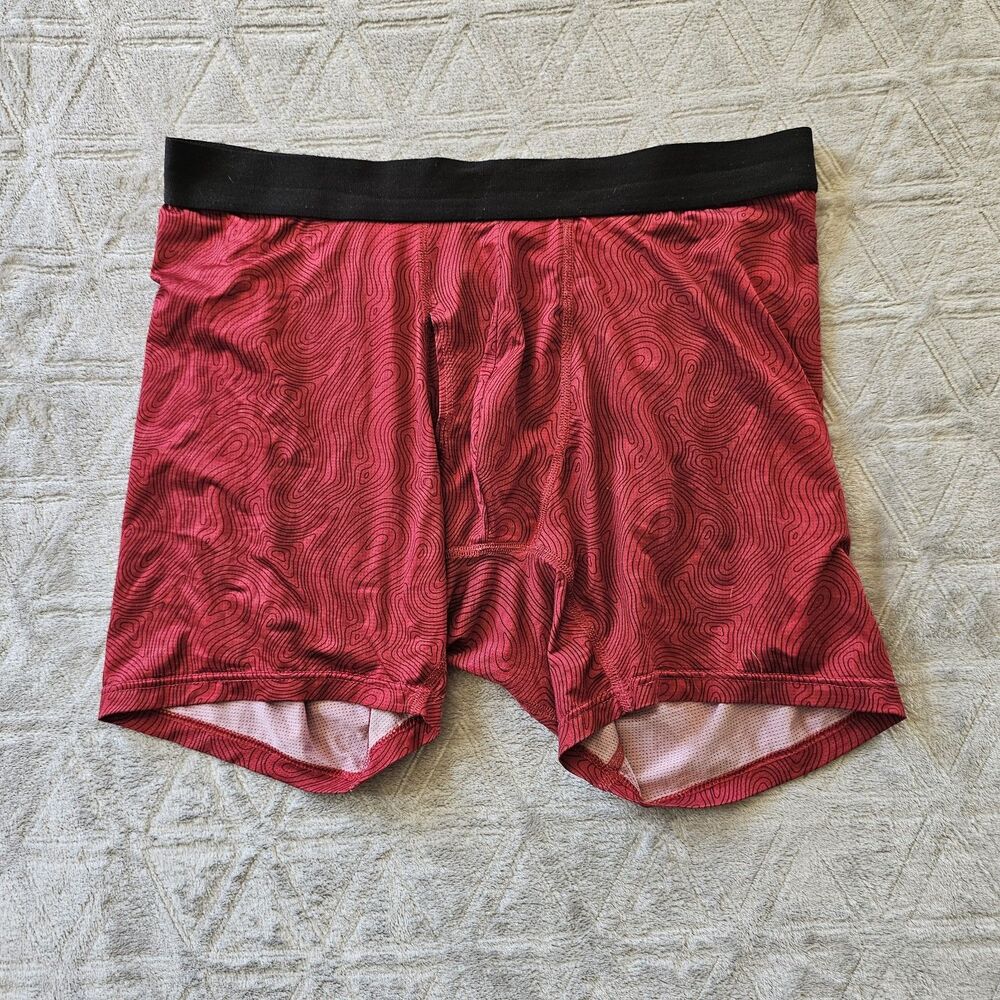 Vintage Athletic Works 9” Red Mesh Stretch Sport Boxer Brief - Sz. Large